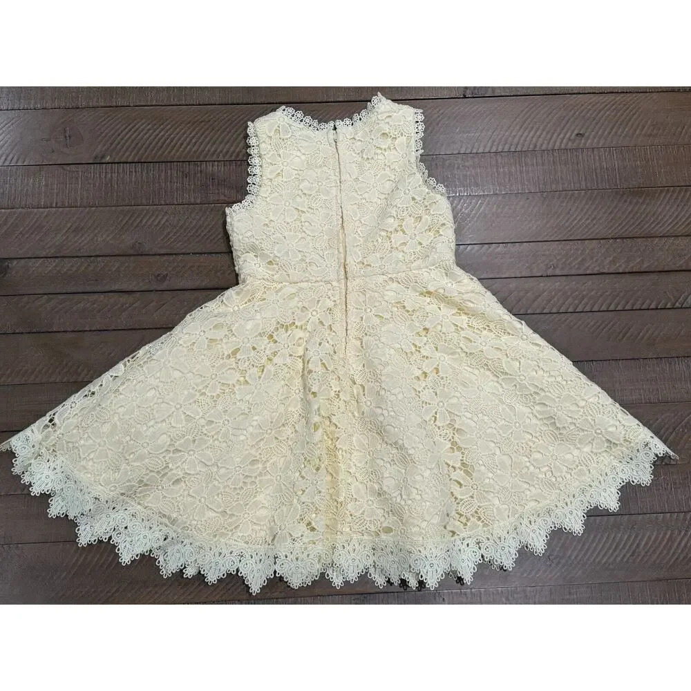 Rare Editions - Yellow Crochet A-Line Skater Dress - Girls Size 6